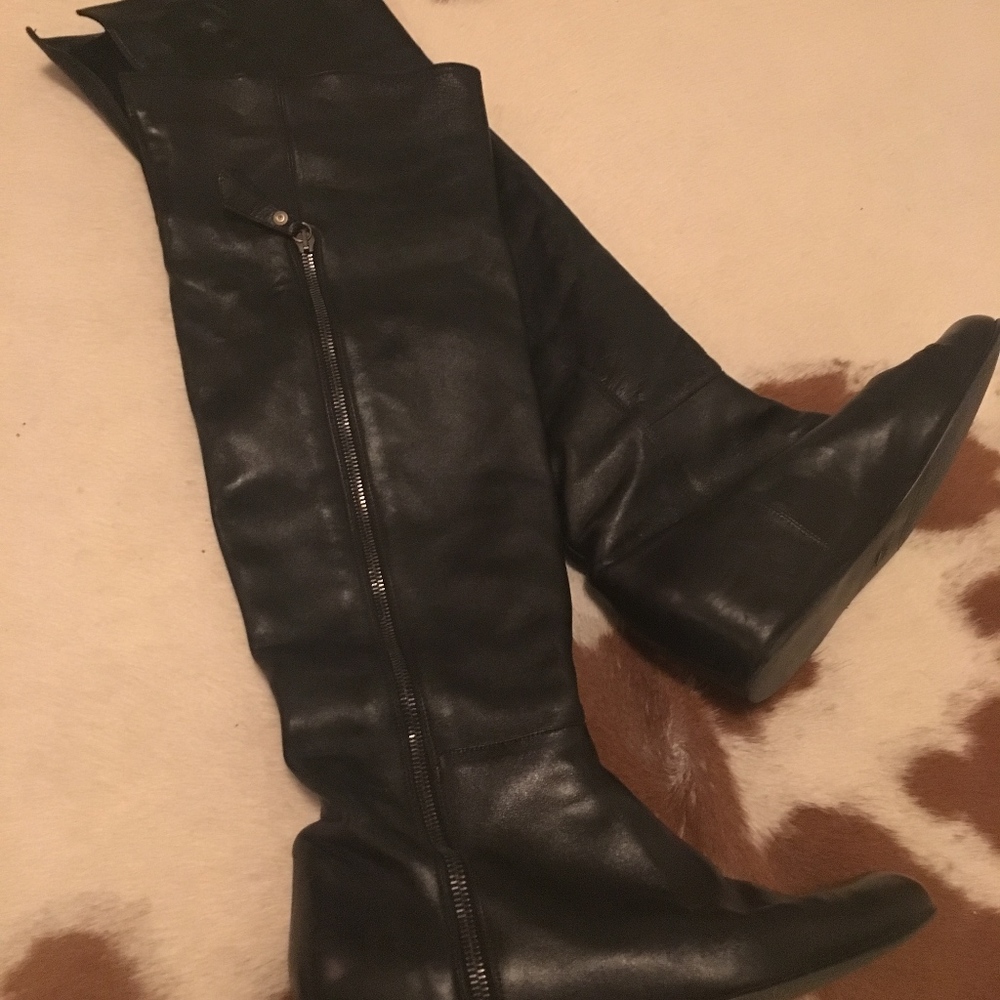 Stuart Weitzman Leather Zip, Over the Knee Boots